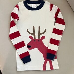 Hanna Andersson Red and White Reindeer Long Sleeve Tee